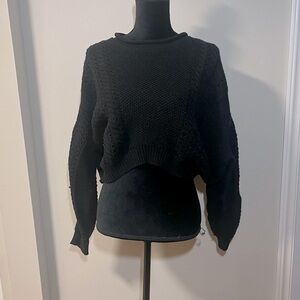 Black luv lane cropped Cable knit sweater small
